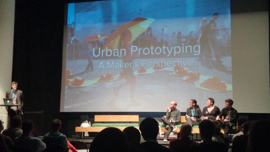 Some of my favorite people on stage at #grayareafest: <a href="/CivicInnovation/">Jake Levitas</a> @chachasikes <a href="/yaelbraha/">Yael Braha</a> talk <a href="/urbanproto/">Urban Prototyping</a>