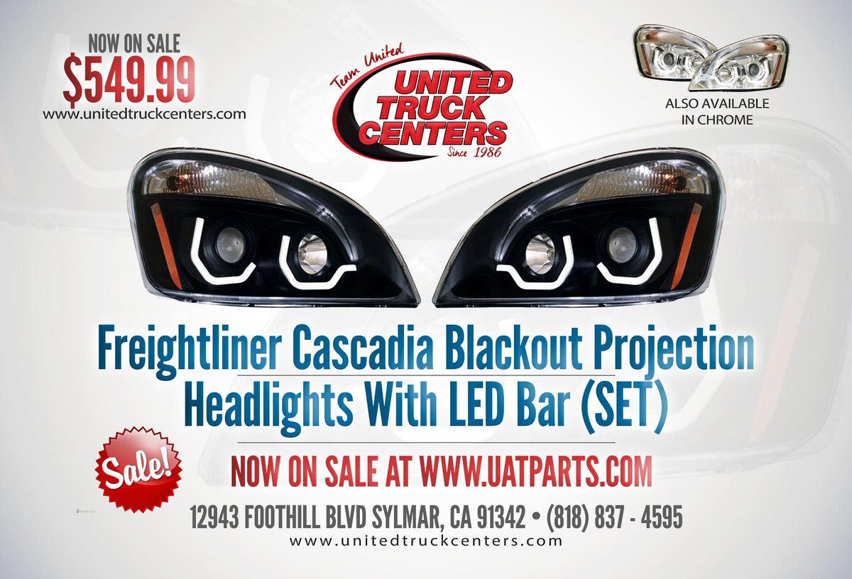 UnitedTC's tweet photo. Freightliner Cascadia Blackout Projection Headlights With LED Bar (SET) NOW ON SALE at http://t.co/E6wEPO5Aig http://t.co/KEmxnrk0ao