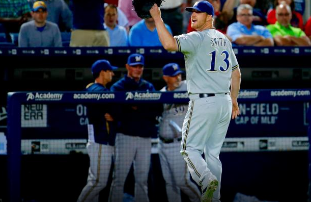 BRWalkoff's tweet photo. MLB suspends Brewers' pitcher Will Smith 8 games for having a foreign substance on his arm. 
http://t.co/tHa03QGUUo http://t.co/EKyTlDfGMA