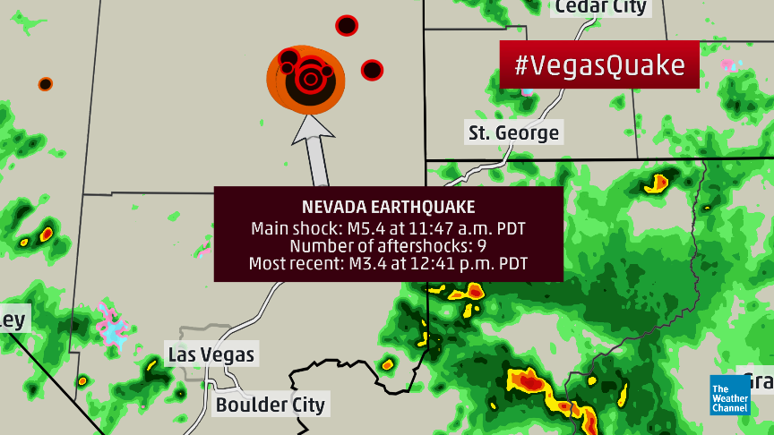 JUST IN: Another notable #aftershock -- M3.4 at 12:41 p.m. PDT, the 9th aftershock since the #VegasQuake.