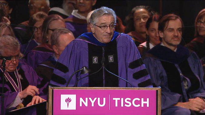 THR's tweet photo. "In the real world... You'll never get straight A's again." - #RobertDeNiro Tells NYU Grads: http://t.co/qx6nJAS5pW http://t.co/TBSNR0E7Vg