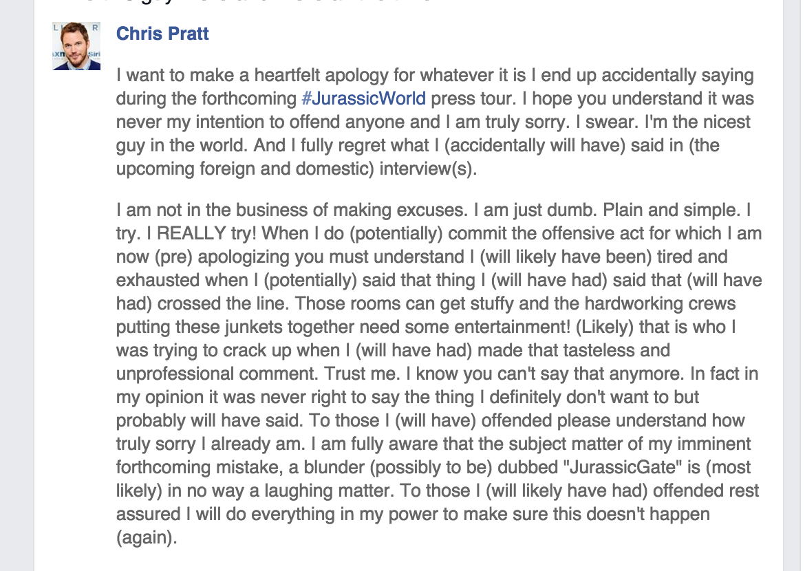 jpodhoretz's tweet photo. Chris Pratt is my idol. http://t.co/yqxPG7LZbO