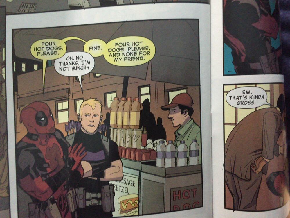 AndresAddiction's tweet photo. Como cuando te dicen "no, yo ya cené". #DeadpoolProblems #BooktubersEnLaFIL http://t.co/vTfmPg8qZR