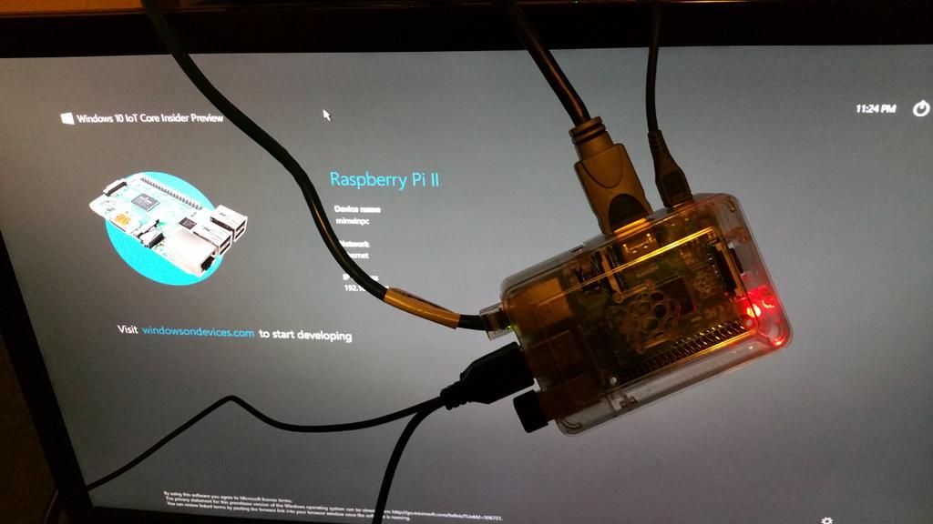 TimvanderLeeden's tweet photo. Time for some testing of #Windows10 #IoT on the #RaspberryPi 2 ^^ #awesome http://t.co/AOhmkAUbc3