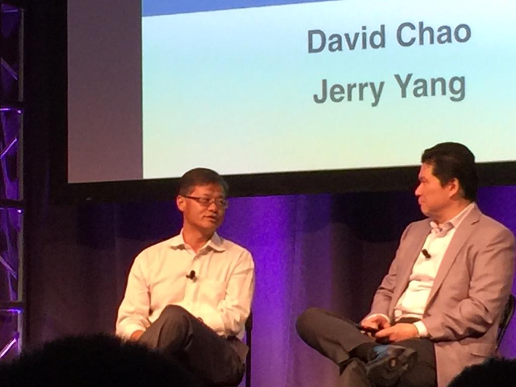 JoostLong's tweet photo. Jerry Yang is fireside chatting at the #HYSTA @Yahoo @AlibabaGroup @marissamayer http://t.co/6oLuF0ltY4