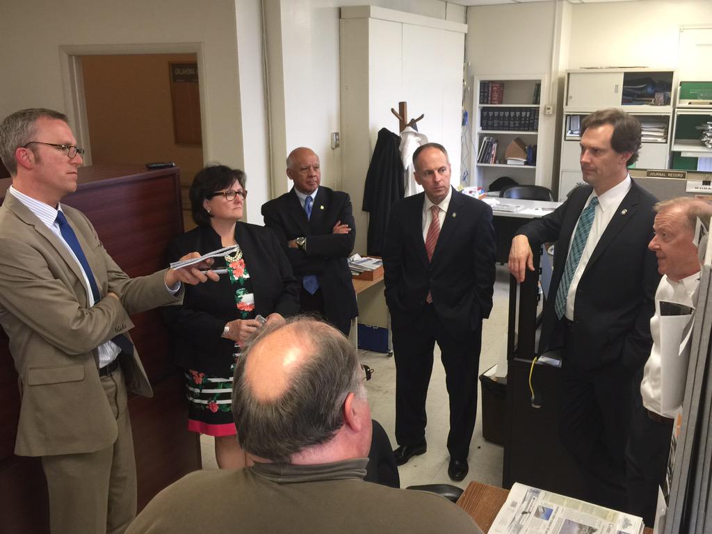 SpkrHickmanOK's tweet photo. @SpkrHickmanOK talks to the media after Sine Die is declared. http://t.co/J7SsHIbYN0