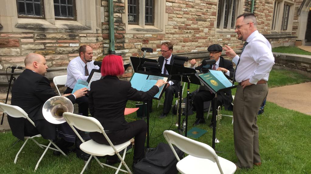 ConcordiaSem's tweet photo. Professor David Johnson provides direction for the band before #Commencement #CSLgrad #music http://t.co/NZbrVACvSB