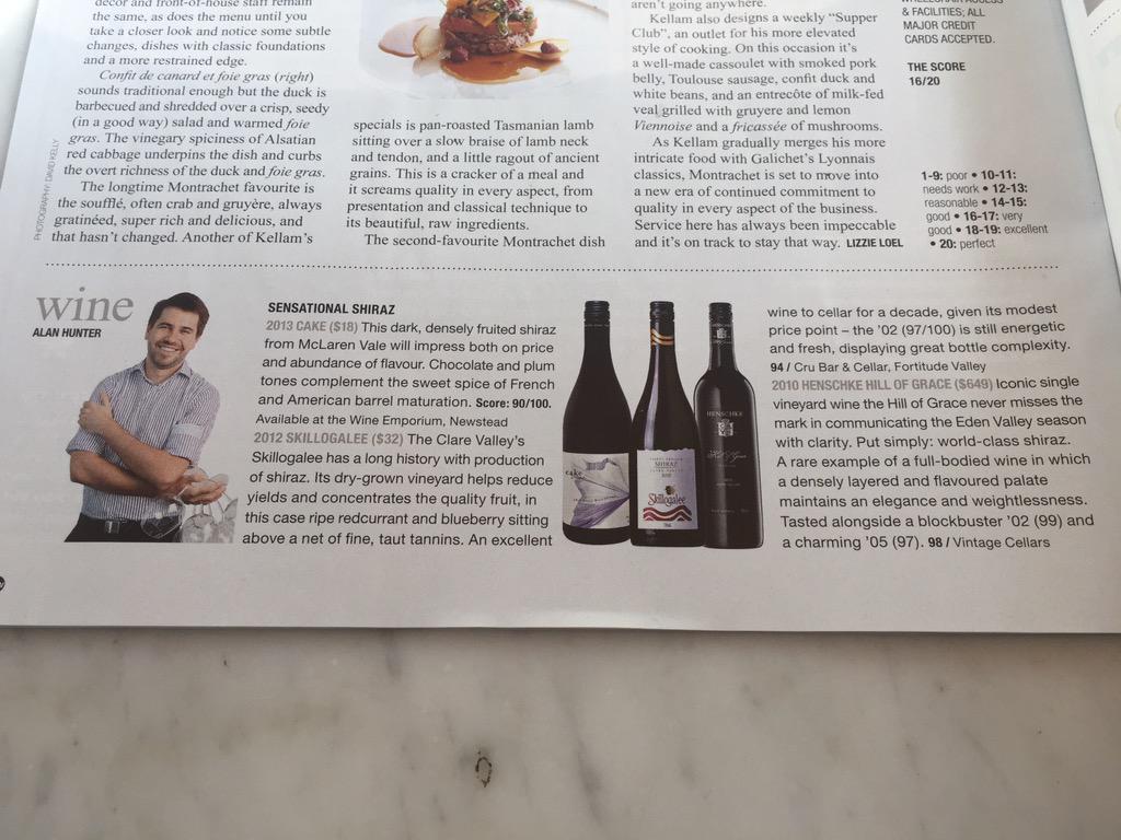 annetta_grant's tweet photo. Sensational Shiraz &amp; a sensational smile for Saturday's @Qweekend @alanhunter @henschkewines @skillogalee @CakeWines http://t.co/PJdLaZay0i