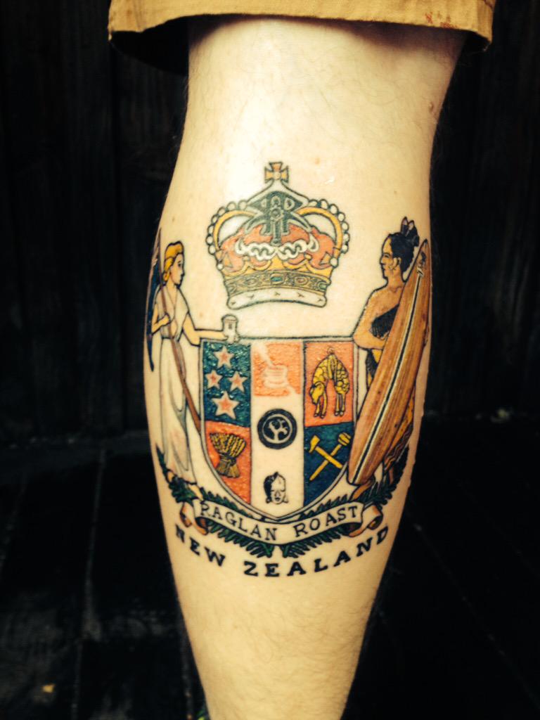 Raglanroast's tweet photo. Good show of commitment.."customer shows up with raglan roast crest tattoo http://t.co/0PafAzwGPI