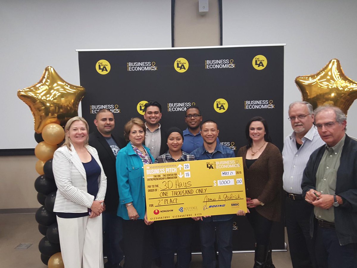 JuliaDilts's tweet photo. Kudos @3DHaus 4 2nd Prize @CalStateLA Biz Pitch! Aw-sum Sponsors @SBDC w/ @salvatricecummo &amp; @Boeing. @WildHorseLabs http://t.co/q6VuGss7eS