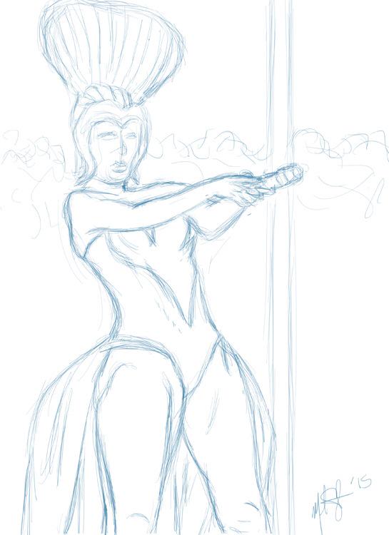 \"Happy Birthday, Gracie\" (Grace Jones Fan Art), rough sketch 