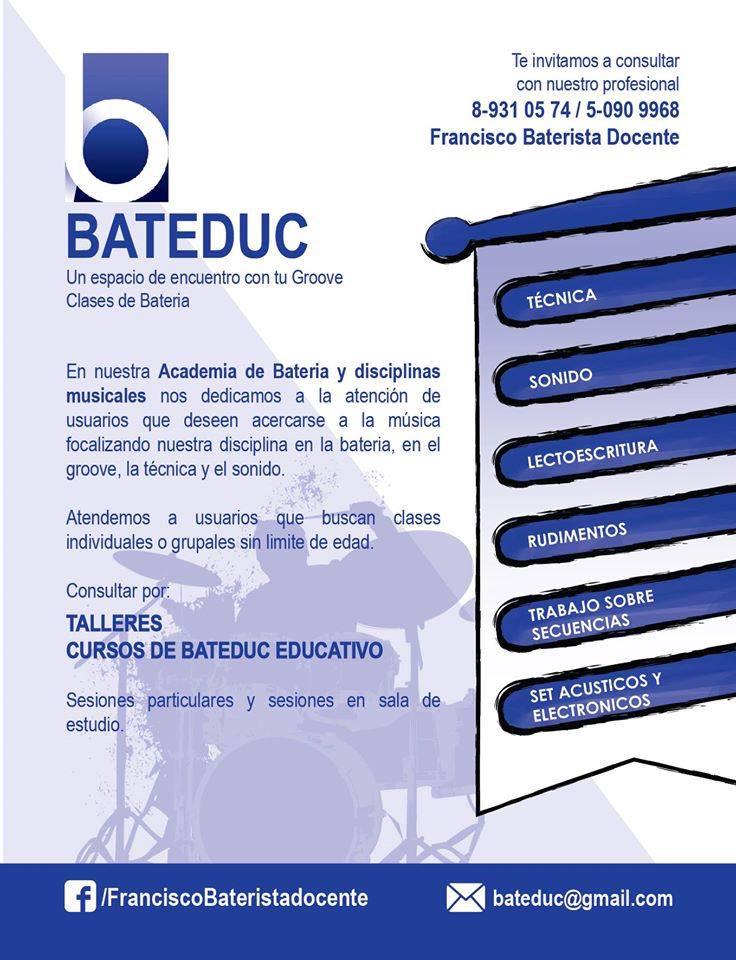 programabateduc's tweet image. Bateduc Clases de batería y percusión 
San Miguel.
