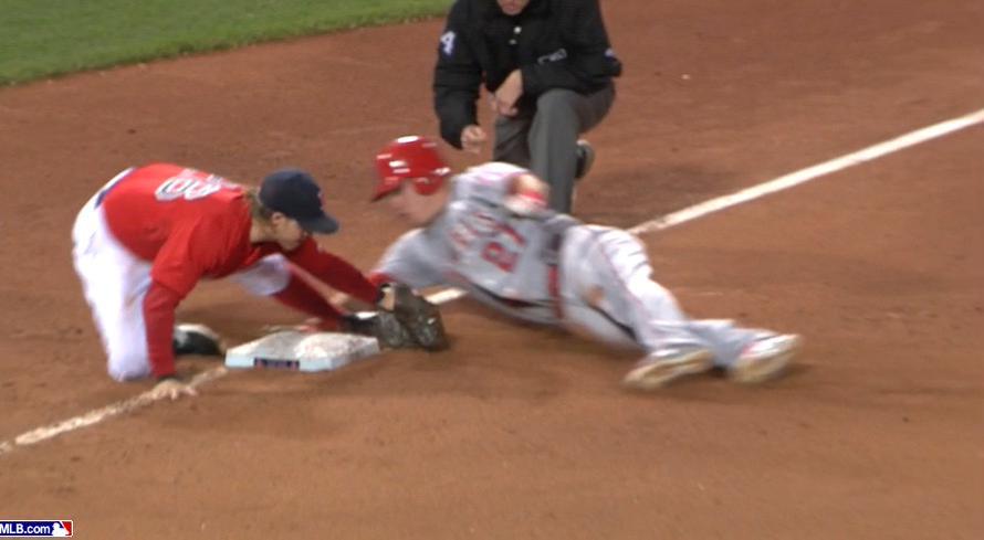 Video: Mike Trout avoids the tag with one of the greatest stolen bases ever! Watch > bit.ly/1Q2olw9