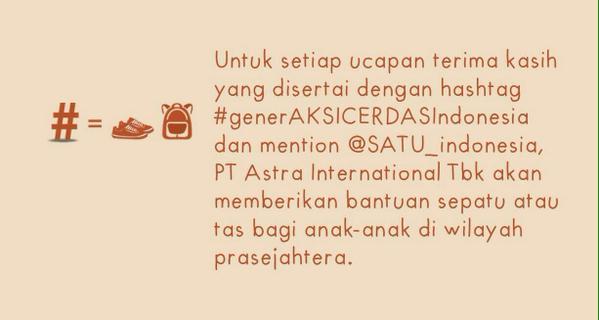 dongdanglazada's tweet photo. Dear friends,yuk bantu adik2 kita dgn cara post tweet, mention ke @SATU_Indonesia dan dgn hastag #generAKSICERDAS http://t.co/UVoKXWfNoC