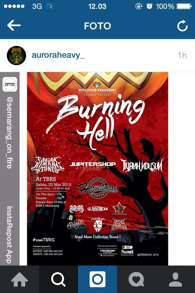 Today. #BURNINGHELL w/ <a href="/GAGAKSTONED/">GAGAK RIMANG STONED</a> <a href="/JUPITERSHOP/">JUPITERSHOP</a> @Harvestmoonhc <a href="/SWAGALIHipHop/">SWAGALI</a> <a href="/BlackMeeting1/">Black Meeting</a> di TBRS oudoors SMG!