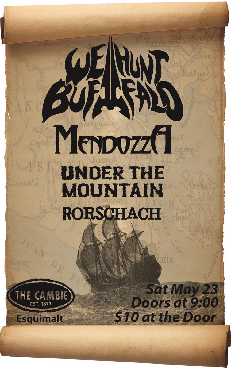 Legendary Line Up?! You can totally say so. 
<a href="/WeHuntBuffalo/">We Hunt Buffalo</a> + #MENDOZZA + <a href="/UnderTMountain/">Under the Mountain</a> + #RORSCHACH 
MAY 23rd // 9