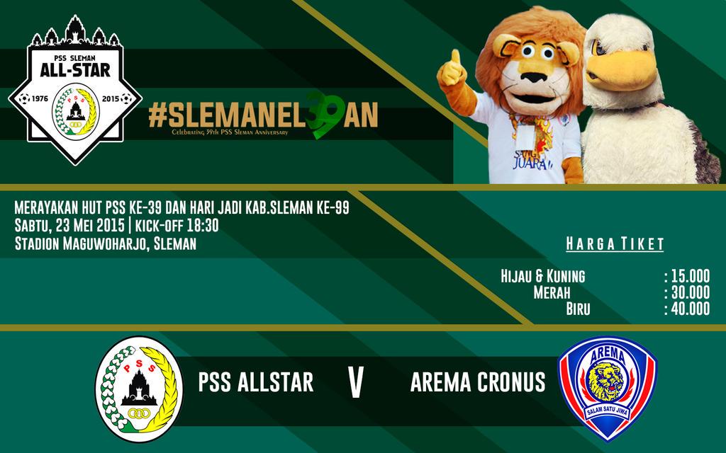 PSS Sleman vs Arema 18.30 @ Std Maguwoharjo dalam rangka HUT PSS 39 dan Hari jadi Sleman 99 #AREMADAY