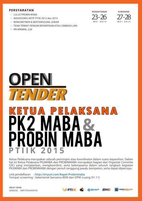 BEMFILKOMUB's tweet photo. Open Tender Kapel PK2MABA &amp; PROBINMABA http://t.co/0q43K0WYUE CP: Afrizal (085785444434) #Ayokontribusi http://t.co/sMhUm6UGFI