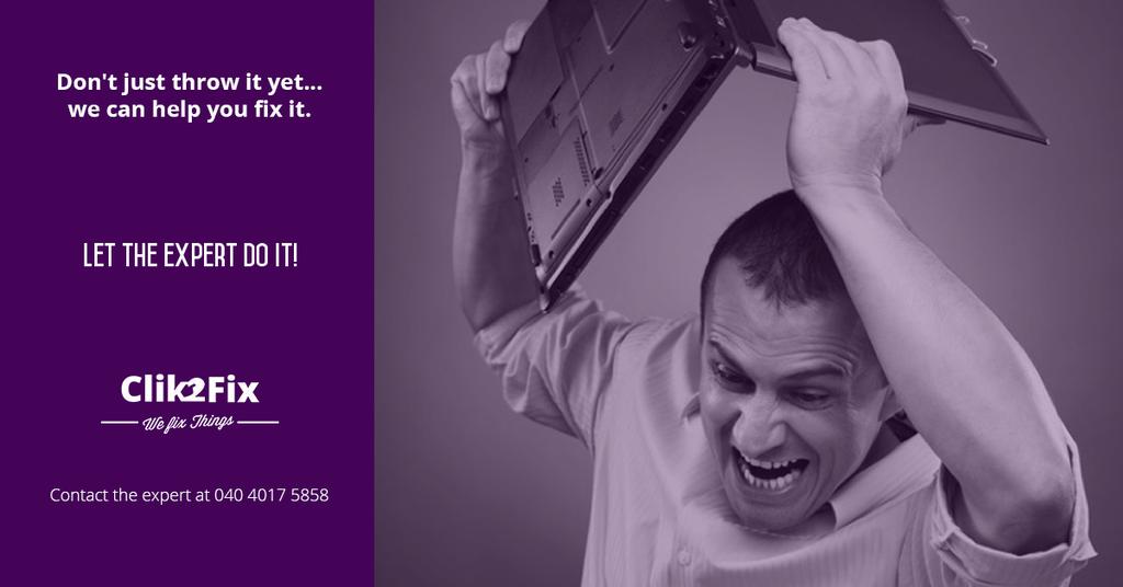 clik2fix's tweet image. Life's dull and boring with a laptop/desktop.Call us 040 40175858 for quick resolution at your doorstep. #wefixthings