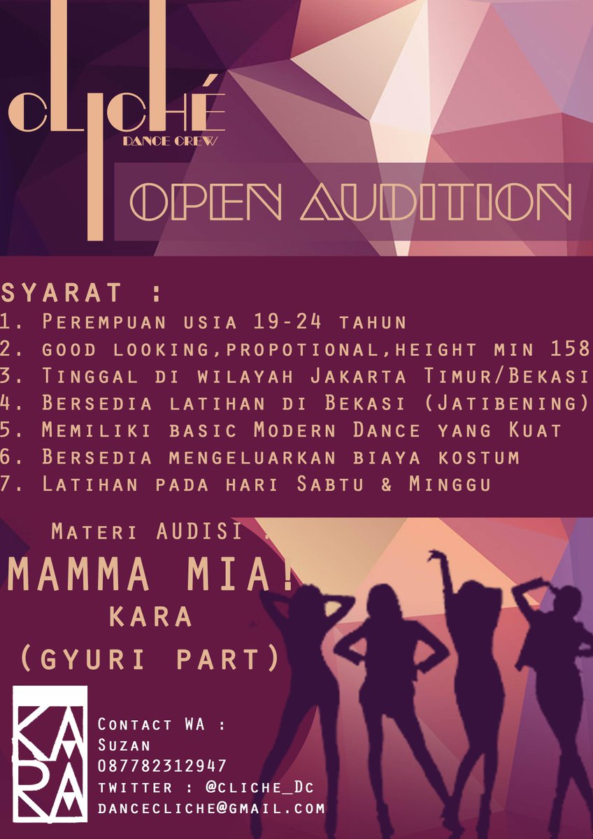 CLICHE_DC's tweet image. CLICHE (KARA Project) Open Audition! Batas pendaftaran sampai 12 Juni 2015. Come on Ladies, Join us! :)