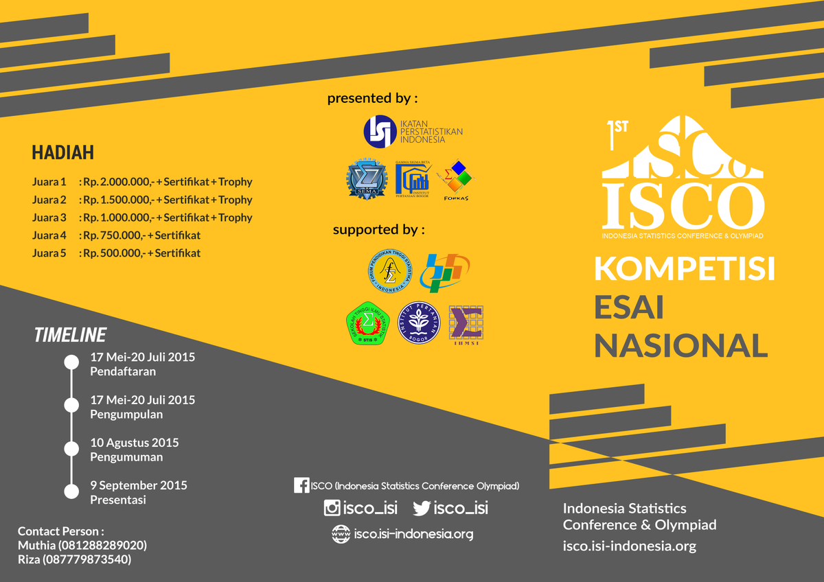 ISCO_ISI's tweet photo. KEN (Kompetisi Esai Nasional)  bagi kamu  yang ingin berprestasi di bidang kepenulisan
#KEN @GSB_IPB  @HIMATIKA_ITB http://t.co/nlPfqfAGvB