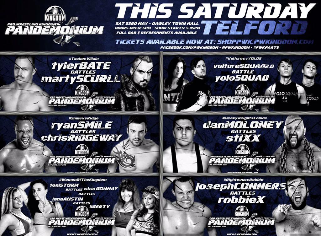PWKingdom's tweet photo. TONIGHT!! - Tickets still remain. Give us a DM for details or purchase at http://t.co/fnG1q8dq0h #PWKPart8 - TELFORD http://t.co/iegLfiO866