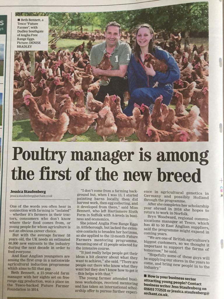 UphouseFarm's tweet photo. 'Poultry manager @bethb105 is among the first of the new breed'. Well done Beth!! @Tesco @EDP24 #TescoFF #Poultry http://t.co/bNqVHh4aZu