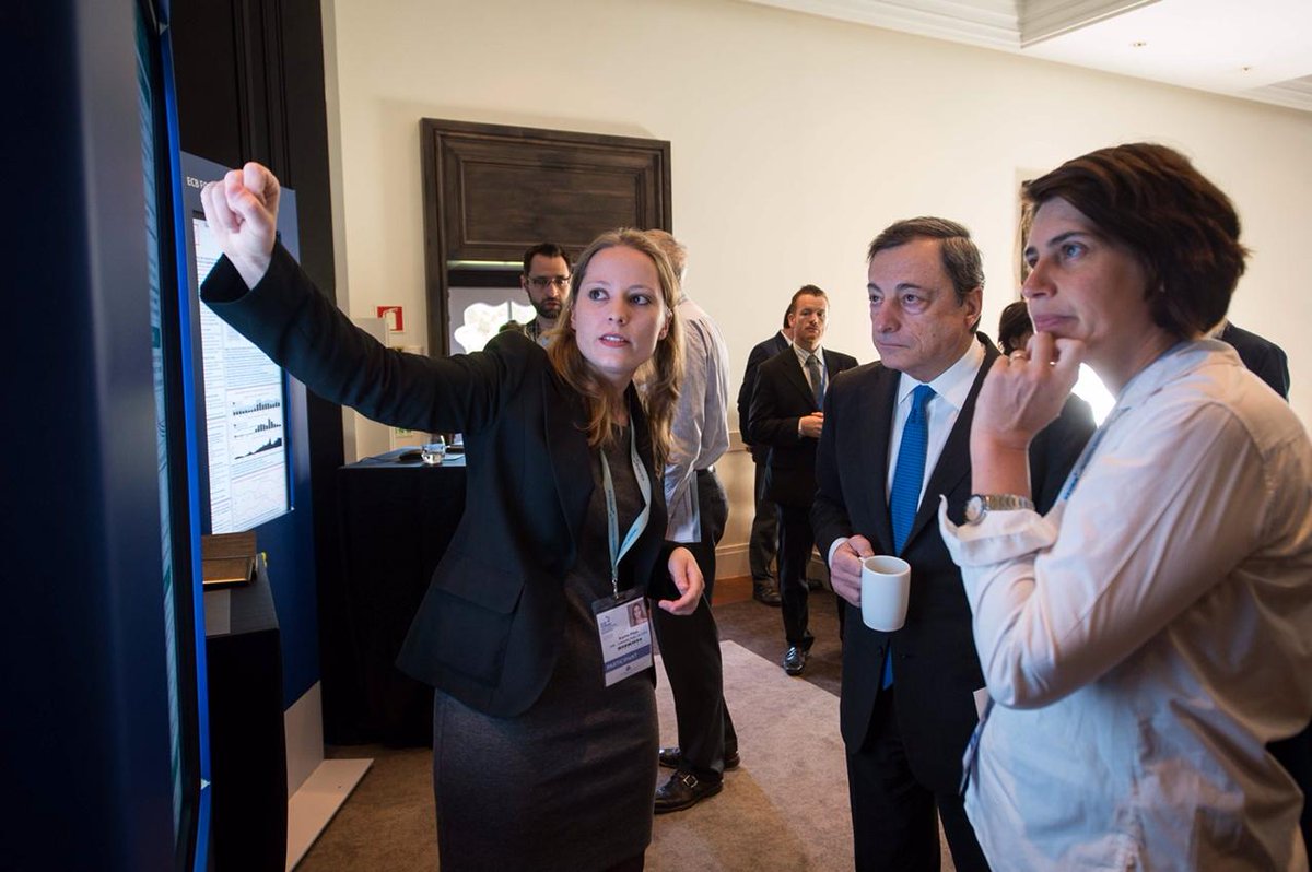 Ecb Forum On Twitter Young Economist Sophie Piton Explaining Her Work To Mario Draghi And Helene Ray Http T Co W1etlzftkl