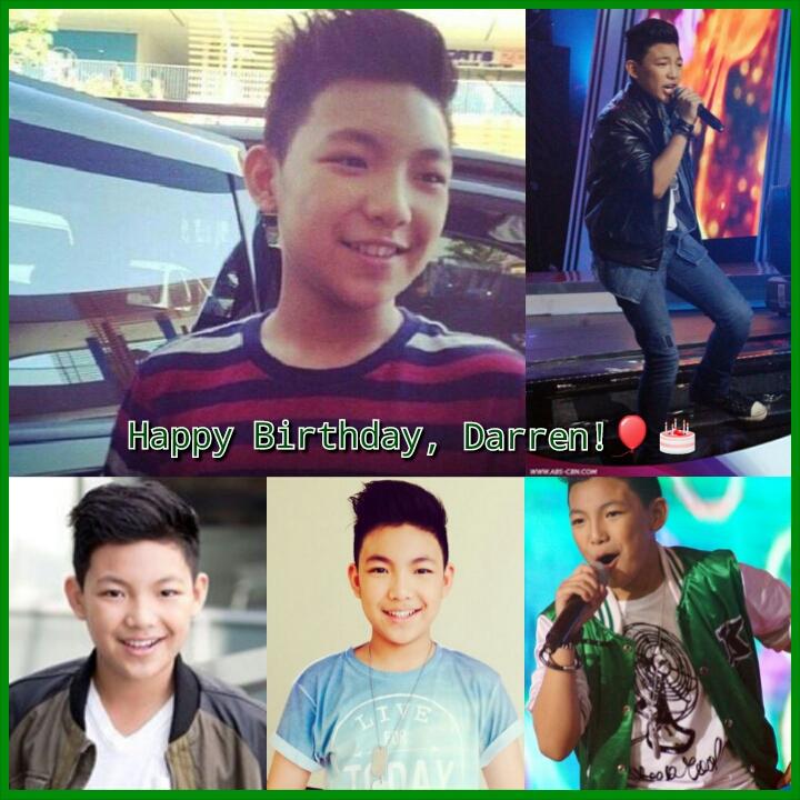 DARRENaticsQC_'s tweet photo. HAPPY 14TH BIRTHDAY TO THE TOTAL PERFORMER, OUR ONE AND ONLY LOVE, DARREN ESPANTO! Have a great one; we love you! 💚 http://t.co/S4Ak6B1U3l