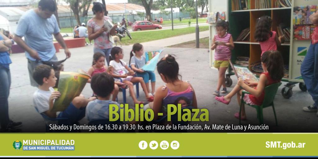 CiudadSMT's tweet photo. #BIBLIOPLAZA este fin de semana a partir de las 16.30 hs. #SMT http://t.co/jSgE7M069Q