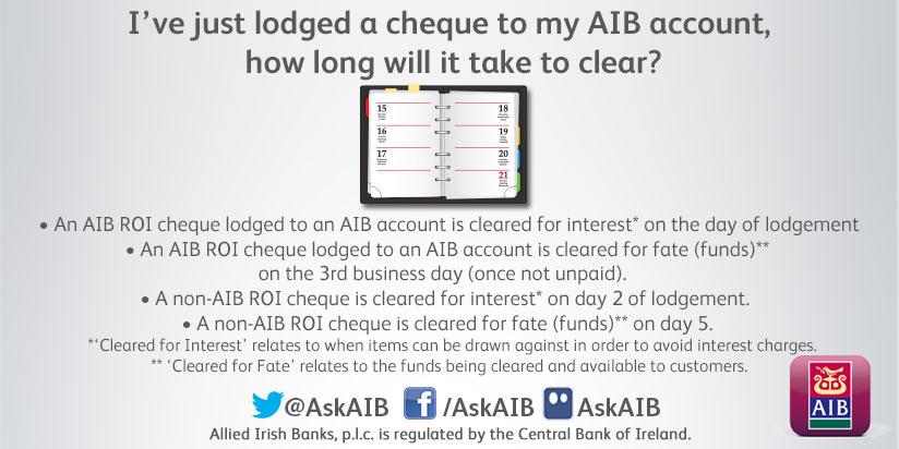 Aib Customer Support On Twitter: "We're Often Asked How Long It Takes For A Cheque To Hit Your Account So We've Made This Handy Guide. Http://T.co/Qkhcmxiz09" / Twitter
