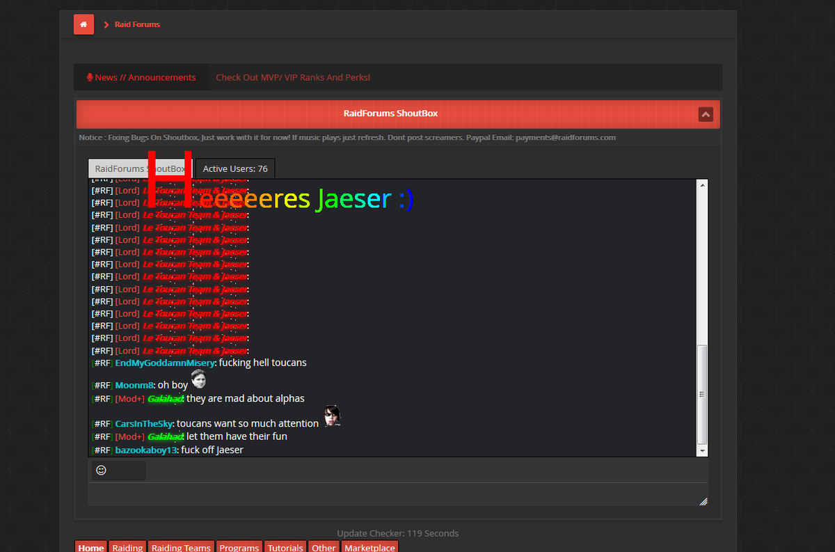 ToucSec's tweet photo. Ayye our boy @jaesercode hacked into @raidforums shoutbox http://t.co/dwPwLOyNcU