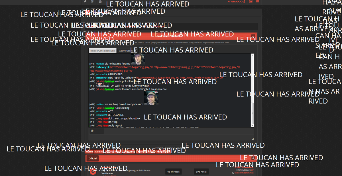 ToucSec's tweet photo. Ayye our boy @jaesercode hacked into @raidforums shoutbox http://t.co/dwPwLOyNcU