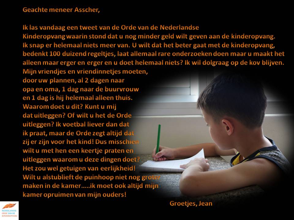Ben je het met 'JEAN' eens? RT ajb!! Minister <a href="/LodewijkA/">Lodewijk Asscher</a> Jean heeft post voor u! #kinderopvang #HELP!