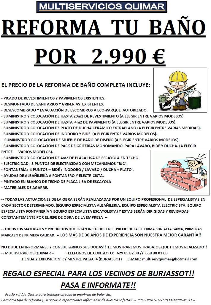 ReformasQuimar's tweet photo. AÚN TE LO PONEMOS MAS FÁCIL, ESTA SEMANA 10% DE DESCUENTO SOBRE LA OFERTA! ¿VAS A DEJARLO PASAR? #reformas #valencia http://t.co/G5vHBJL6K5