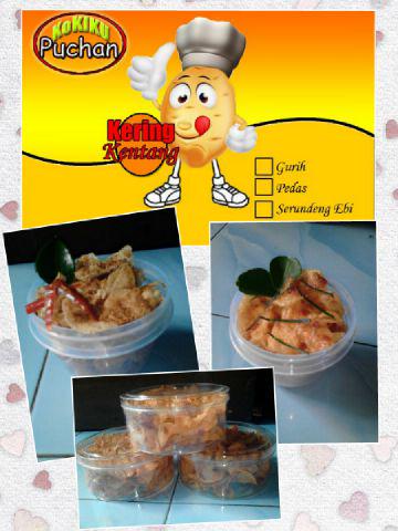 "Kripik Kentang"... ada variant rasa.serundeng ebi extra hot &amp; sambal trasi.
Pemesanan ato tanya2 : pin bb 5276ead4