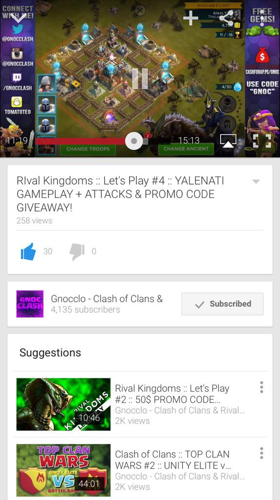 UltWalkingDead's tweet photo. @Gnocclash @RivalKingdoms I'm back for more codes Gnoc :) http://t.co/mkEnhCXE24