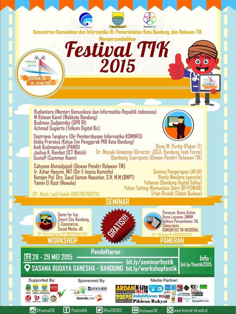 nchiehanie1's tweet photo. halooo..Horeee #FESTIK2015 ke 4 bakalan digelar di Bandung loh #HayuUrangNgeTIK #FesTalk http://t.co/lVNXI5nNjV