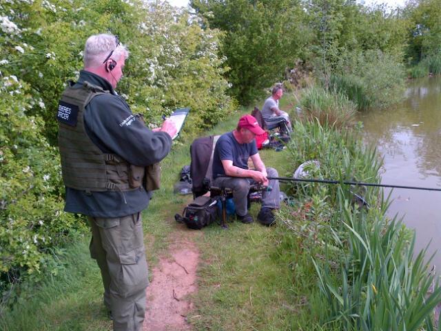 Bailiffs doing brisk business on day 2 of our crackdown on illegal fishing. Plenty of anglers, some offences.