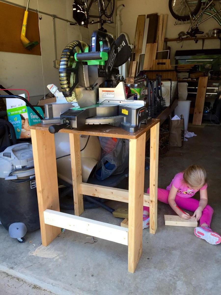 slimindie's tweet image. Ellie and I built a stand for my compound mitre saw out of scrap wood. #passingontheknowledge #dadtweets