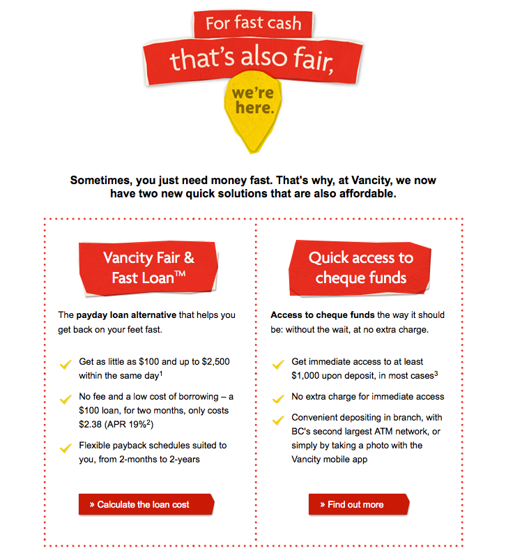 s_wintour's tweet photo. @hannahzal! @Vancity's Payday Loan alternative--they heard you! https://t.co/enEtsCGvEl http://t.co/21Niyk0hxU