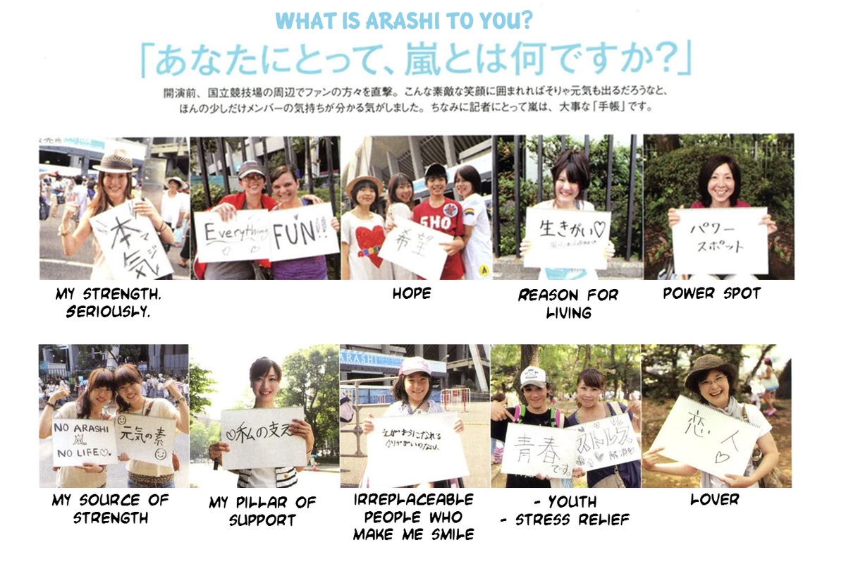 Transitions Smile Again On Twitter Before The Bnmf Kokuritsu Concert Fans Were Surveyed On What Arashi Meant To Them Here Are Their Answers Http T Co 6ip5sfwifr