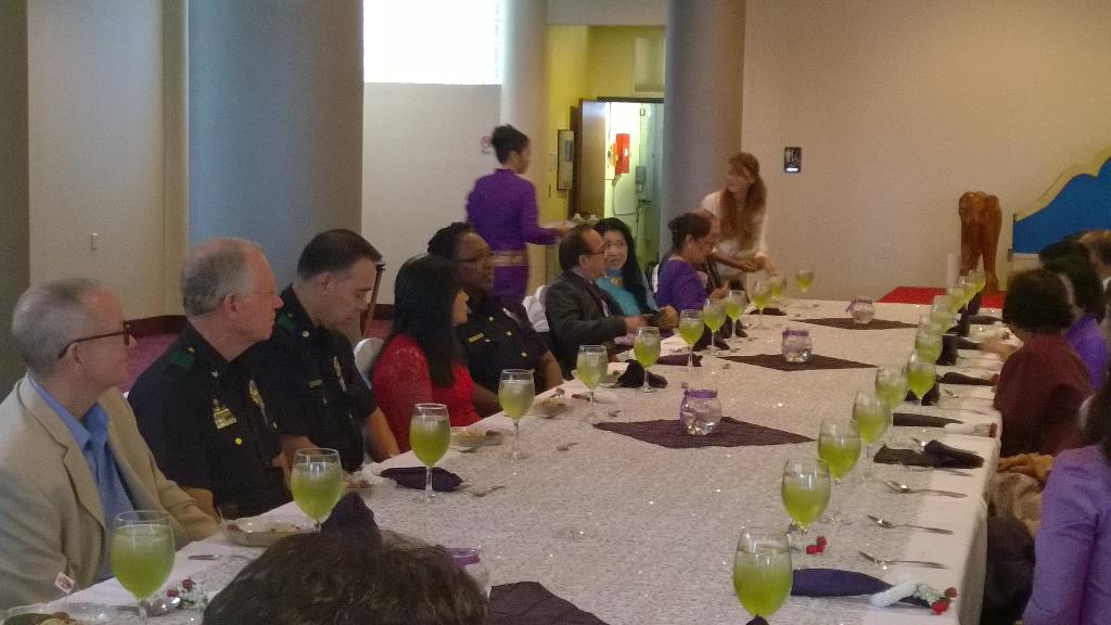 sgtthorntonDPD's tweet photo. We love to support our Thai community! @DPDCA at the table with other Thai dignitaries to break bread together http://t.co/fNAPwC8gst