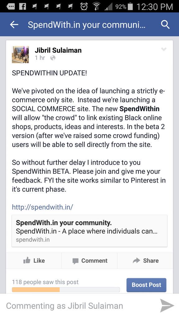 jbrillionaire's tweet photo. We've pivoted on #SpendWithin. Checkout the new site. @ABenton @SpendWith_in http://t.co/yI7m7FaU38