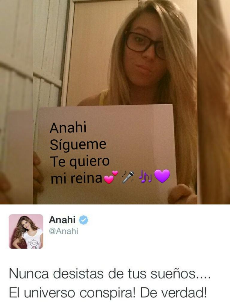 hipnotizanahi's tweet photo. Un día Dios me dijo en voz baja, no te rindas te puedes simplemente creer en mí @Anahi 👼💪💝💝 http://t.co/WwBN1t2kZz
