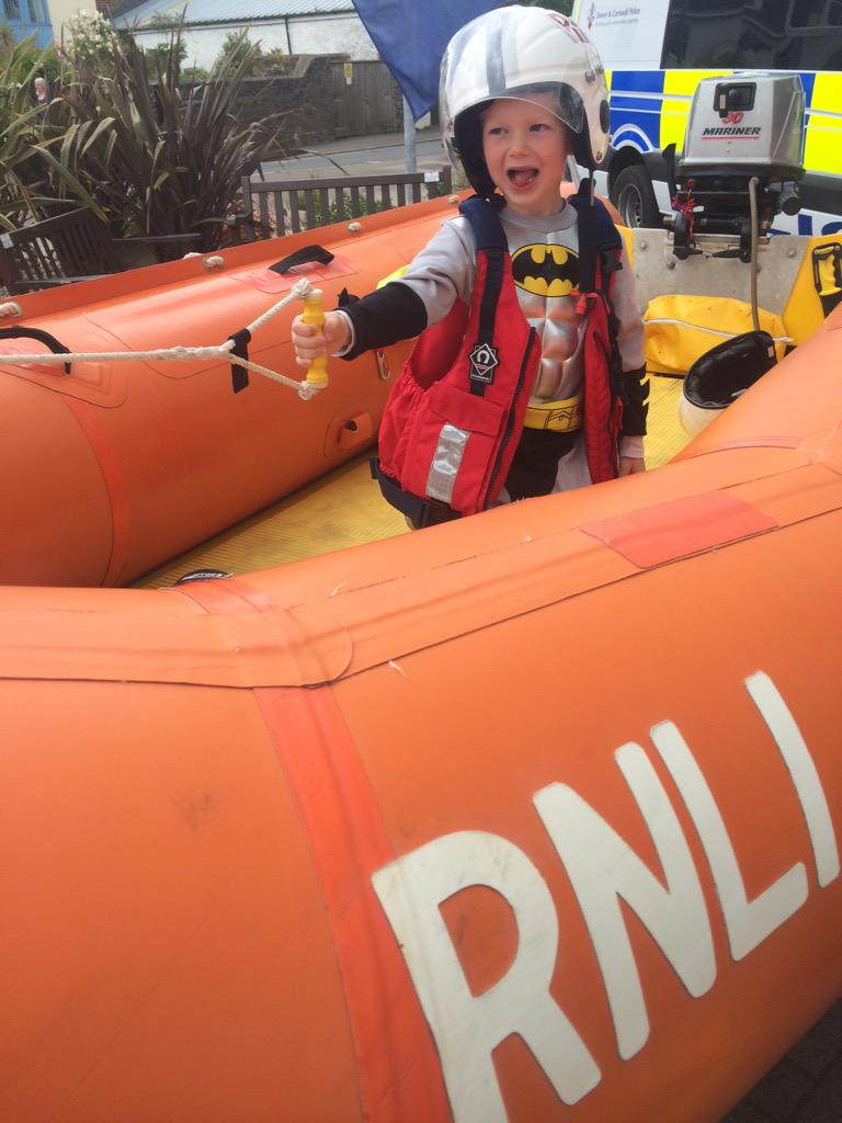 RNLISalcombe's tweet image. We showed lots of people around the IRB at @devon999live including a few super heroes! @RNLI_LGS_SD