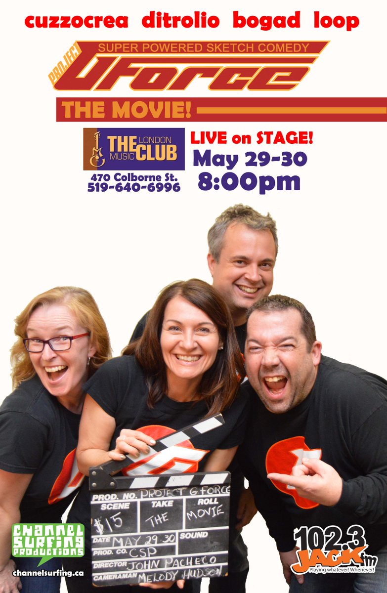 loopdogg's tweet photo. Come see my sketch comedy troupe #ProjectGForce @LondonMusicClub May 29-30! http://t.co/gomzr1b6jg