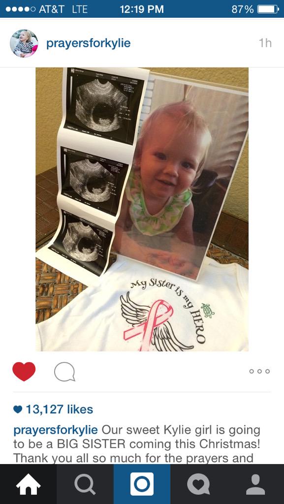 Kylie's going to be big sister!💗 so happy for the Rowand family😊👼🏼💖 <a href="/PrayersForKylie/">Prayers For Kylie</a>