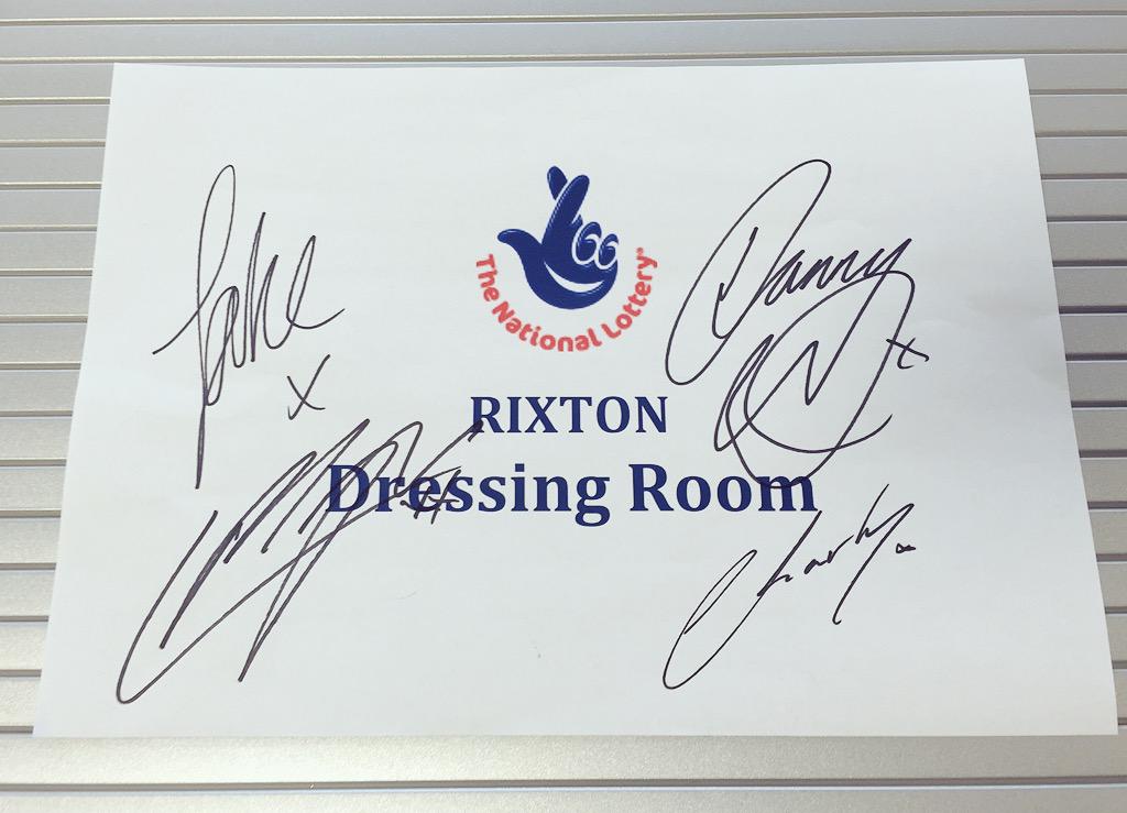 TNLUK's tweet image. RT if you'd love to get your hands on this signed @RixtonOfficial dressing room door sign! #RixtonLottery