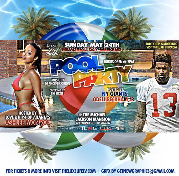 GetNewGraphics's tweet image. Flyer Design for Pool Party @ Michael Jackson Mansion Hosted by NY Giants Odell Beckham &amp;amp; LHHATL Ashlee Monroe!